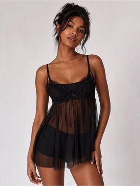 La Senza Black Mesh Babydoll Cami Top